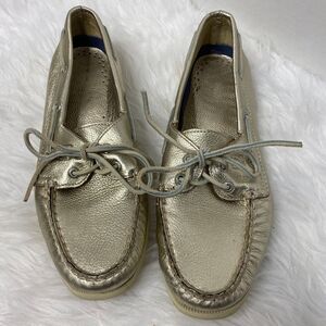 Sperry Topsiders Gold Metallic Boat Shoes Size 8.5
